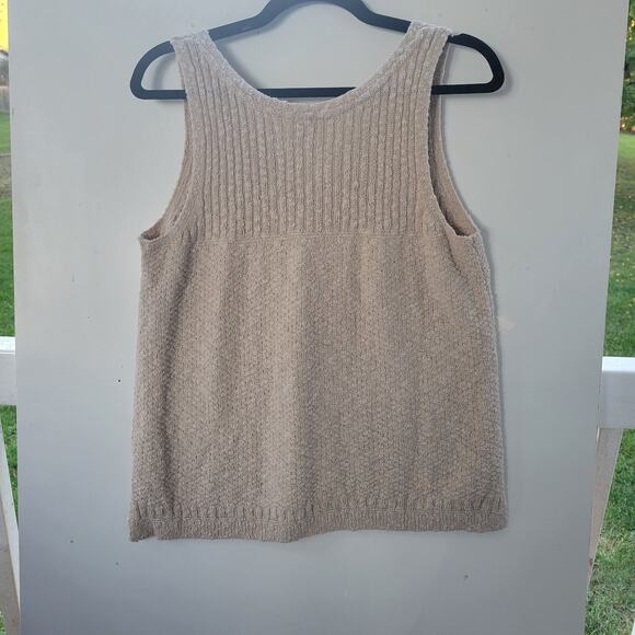 J. Jill Sweater Cardigan Cream Open front chunky Matching Sweater Tank SZ L - Picture 5 of 14